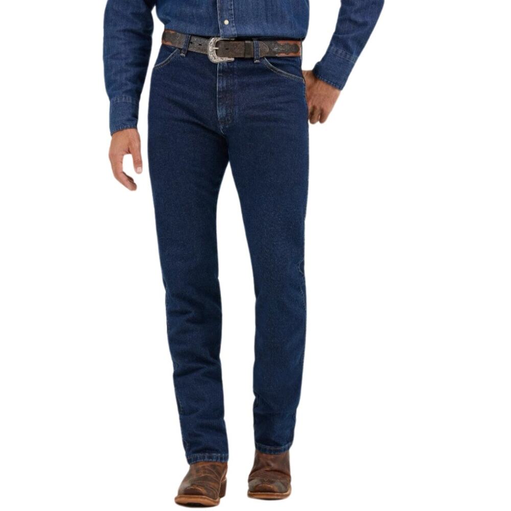 Wrangler Men’s 13MWZ Cowboy Cut Straight Leg Jeans Dark Wash Blue 37x32